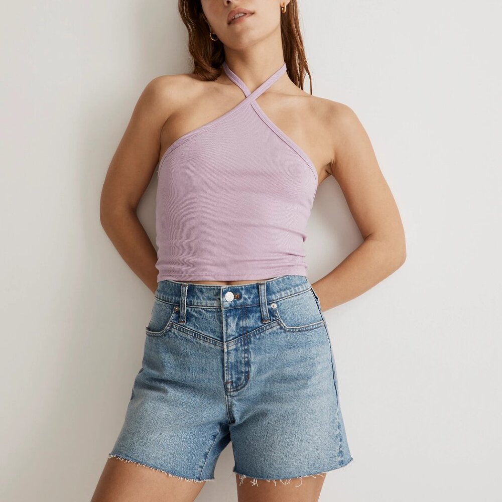 [NWT] Madewell Ribbed Cotton Halter Top in Lilac